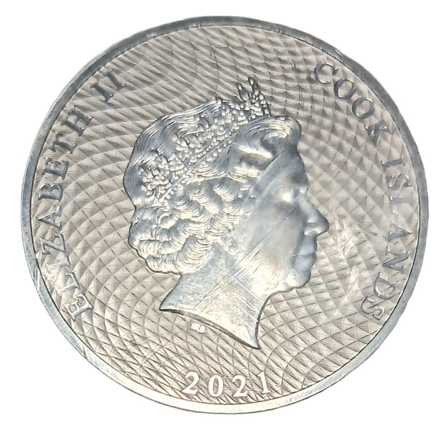 Cook Islands Bounty silver dollar obverse, Elizabeth II, 2021