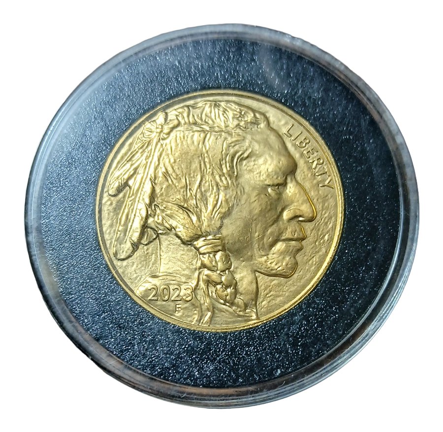 American Gold Buffalo obverse, Native American portrait, 2023