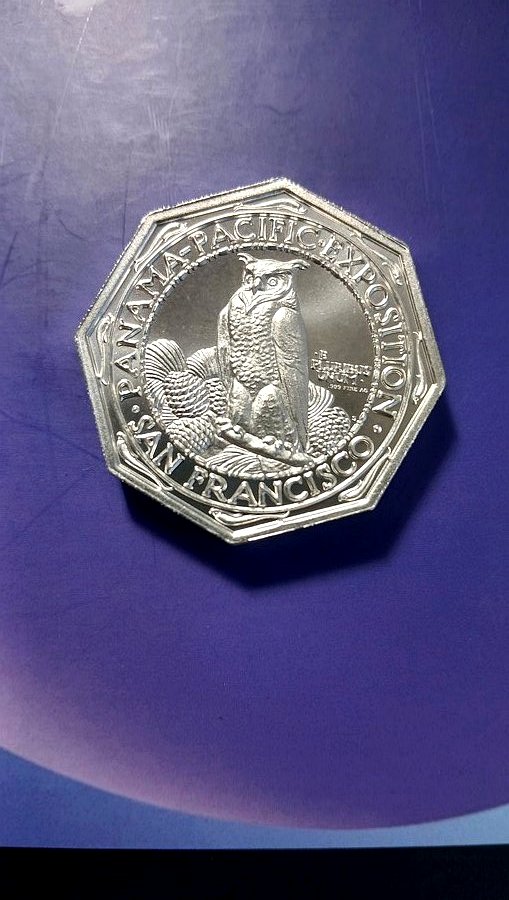 Panama-Pacific Exposition 2 troy ounce round reverse, owl design