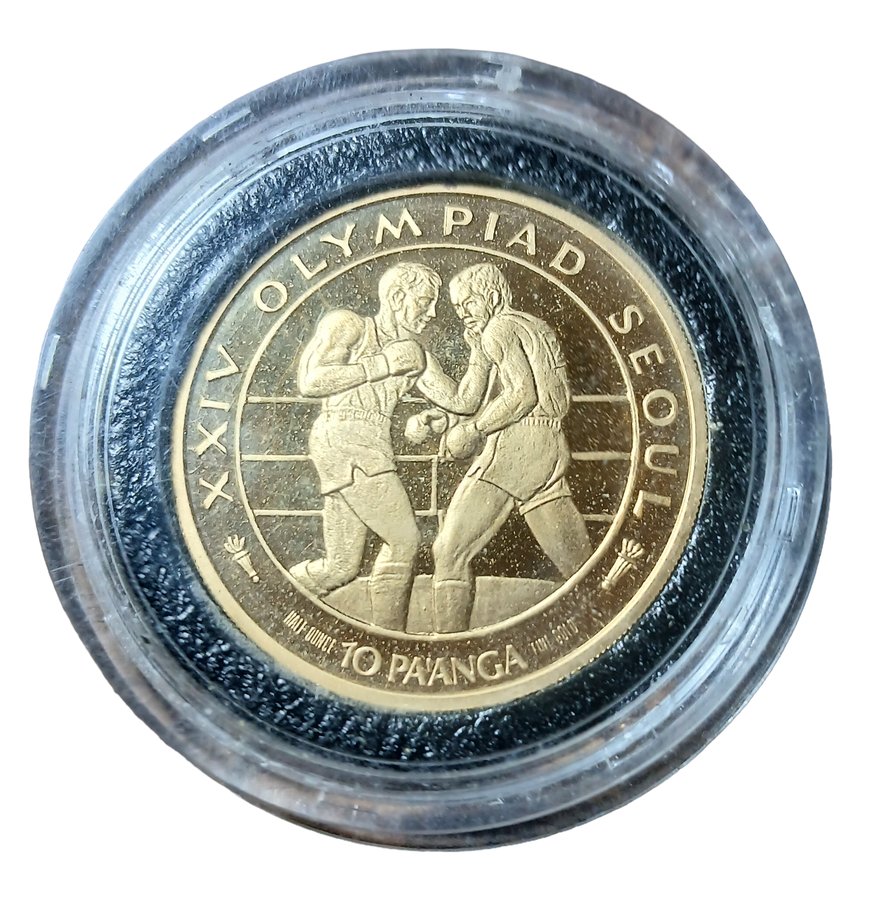 1988 Tonga 10 Pa'anga reverse, Boxing Match design, XXIV Olympiad Seoul