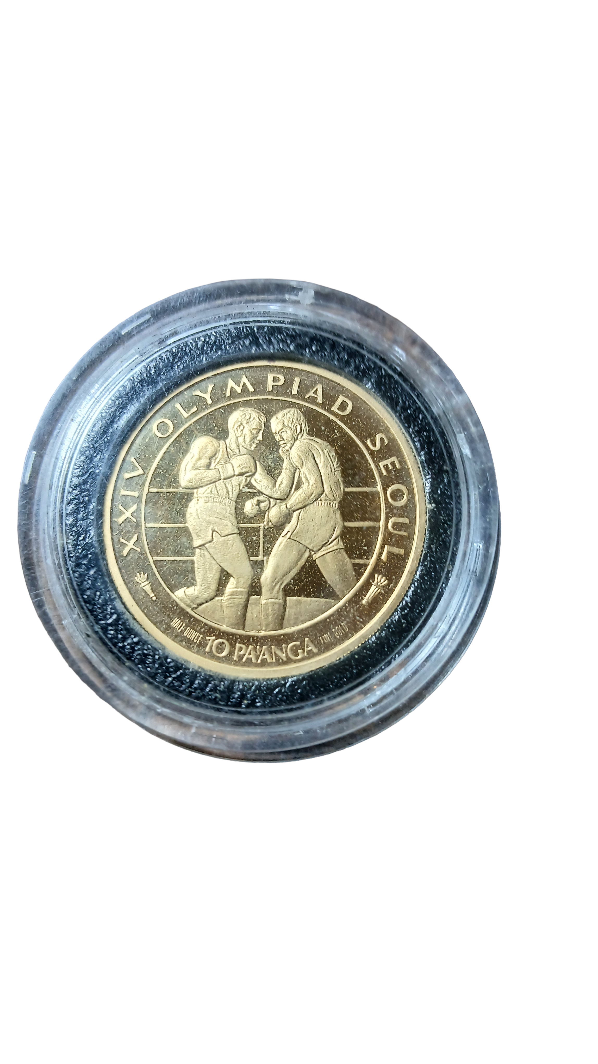 1988 Tonga 10 Pa'anga reverse, Boxing Match design, XXIV Olympiad Seoul